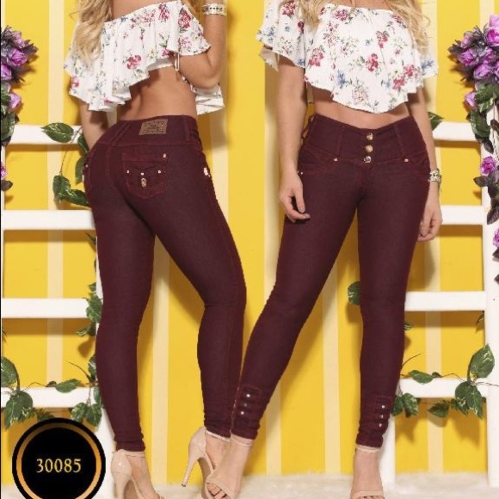 Burgundy Colombian jeans
